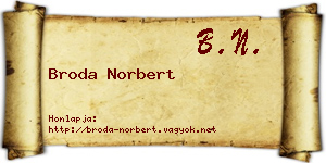 Broda Norbert névjegykártya